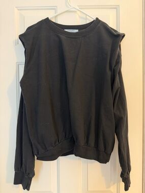 Project Social T Black Crewneck Sweatshirt with Drop Shoulder